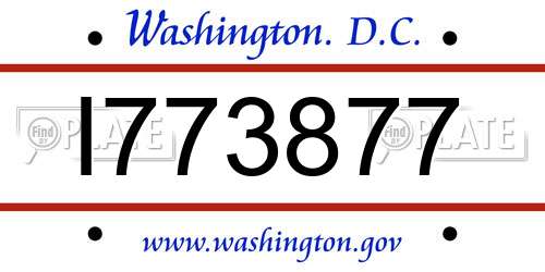 I773877 District Of Columbia License Plate