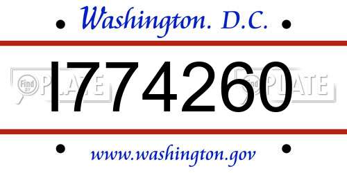 I774260 District Of Columbia License Plate