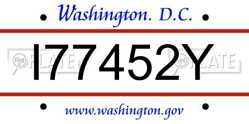 I77452Y District Of Columbia License Plate