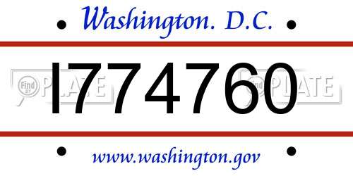 I774760 District Of Columbia License Plate