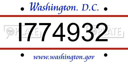 I774932 District Of Columbia License Plate