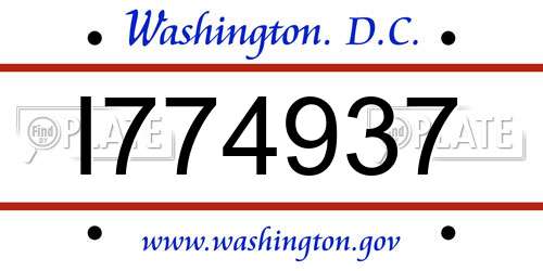 I774937 District Of Columbia License Plate