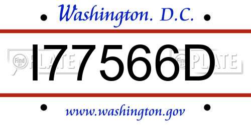 I77566D District Of Columbia License Plate