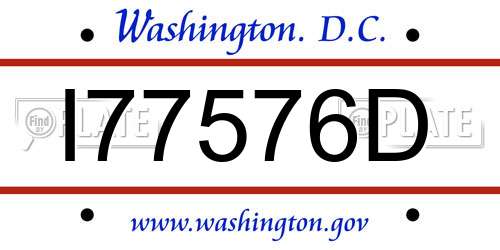 I77576D District Of Columbia License Plate