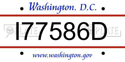 I77586D District Of Columbia License Plate
