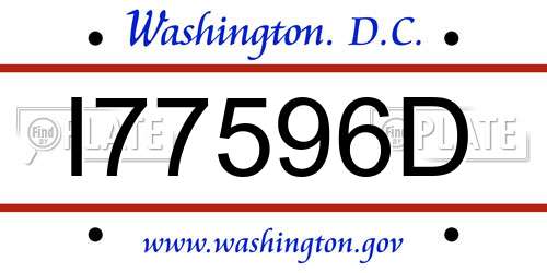 I77596D District Of Columbia License Plate