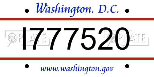 I777520 District Of Columbia License Plate
