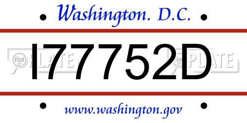 I77752D District Of Columbia License Plate