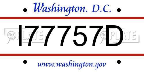 I77757D District Of Columbia License Plate