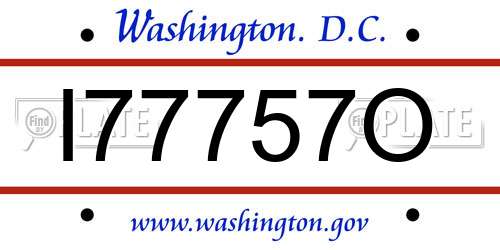 I77757O District Of Columbia License Plate