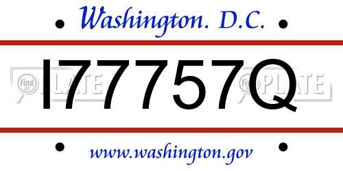I77757Q District Of Columbia License Plate