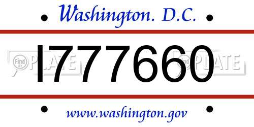 I777660 District Of Columbia License Plate