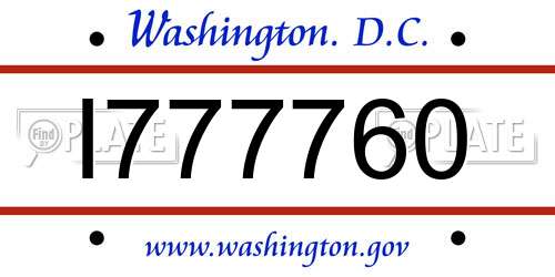 I777760 District Of Columbia License Plate