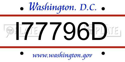 I77796D District Of Columbia License Plate