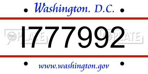 I777992 District Of Columbia License Plate