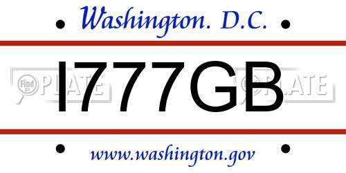 I777GB District Of Columbia License Plate