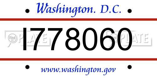 I778060 District Of Columbia License Plate