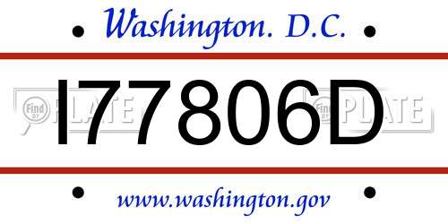 I77806D District Of Columbia License Plate