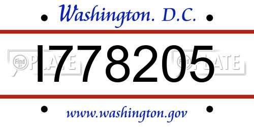 I778205 District Of Columbia License Plate