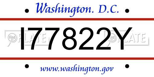 I77822Y District Of Columbia License Plate