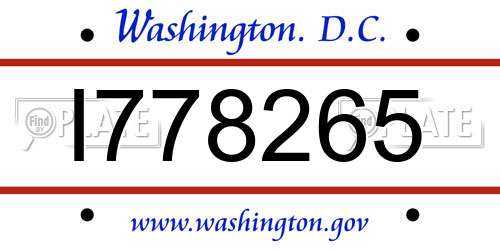 I778265 District Of Columbia License Plate