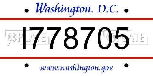 I778705 District Of Columbia License Plate