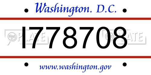 I778708 District Of Columbia License Plate