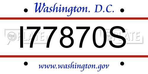 I77870S District Of Columbia License Plate