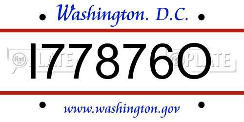 I77876O District Of Columbia License Plate