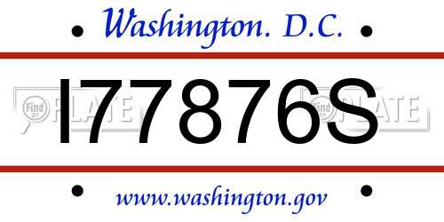 I77876S District Of Columbia License Plate