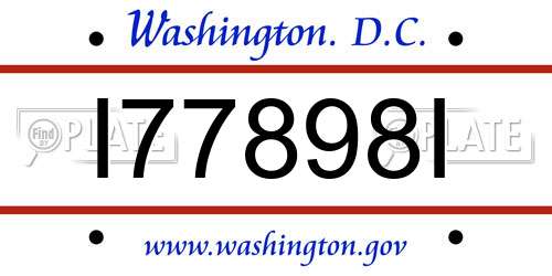 I77898I District Of Columbia License Plate