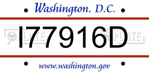 I77916D District Of Columbia License Plate