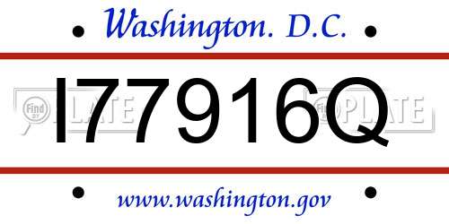 I77916Q District Of Columbia License Plate