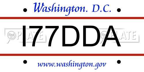 I77DDA District Of Columbia License Plate