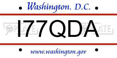 I77QDA District Of Columbia License Plate