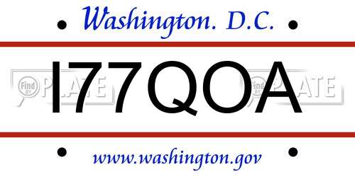 I77QOA District Of Columbia License Plate