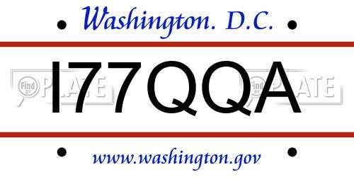 I77QQA District Of Columbia License Plate
