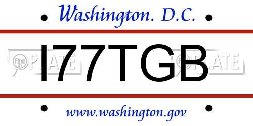 I77TGB District Of Columbia License Plate