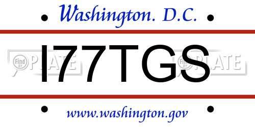 I77TGS District Of Columbia License Plate