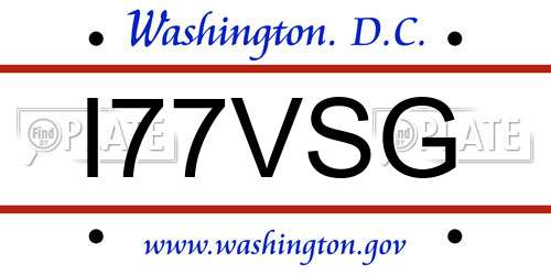 I77VSG District Of Columbia License Plate