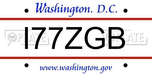 I77ZGB District Of Columbia License Plate