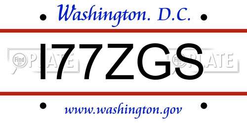 I77ZGS District Of Columbia License Plate