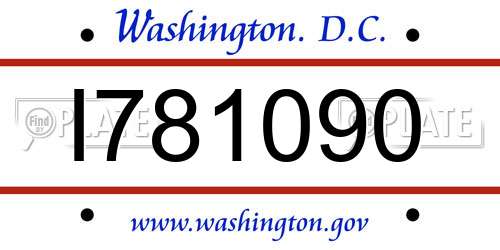 I781090 District Of Columbia License Plate