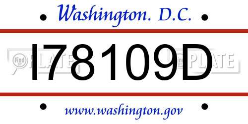I78109D District Of Columbia License Plate