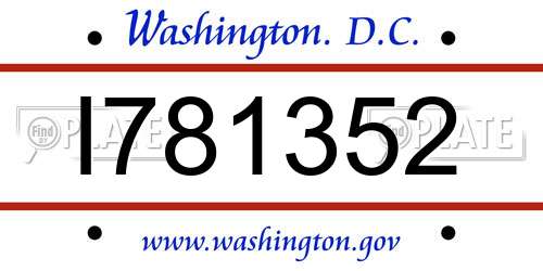 I781352 District Of Columbia License Plate