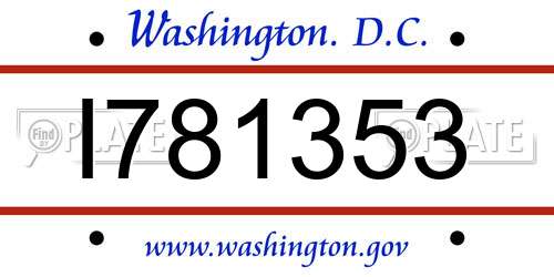 I781353 District Of Columbia License Plate