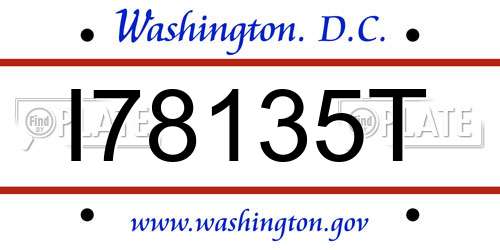 I78135T District Of Columbia License Plate