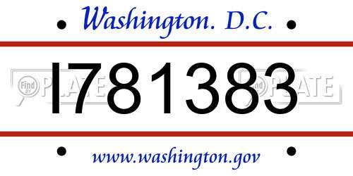 I781383 District Of Columbia License Plate
