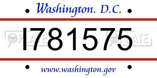 I781575 District Of Columbia License Plate