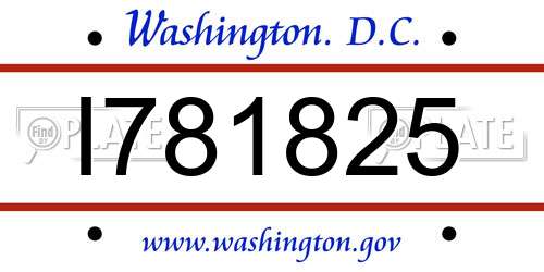 I781825 District Of Columbia License Plate